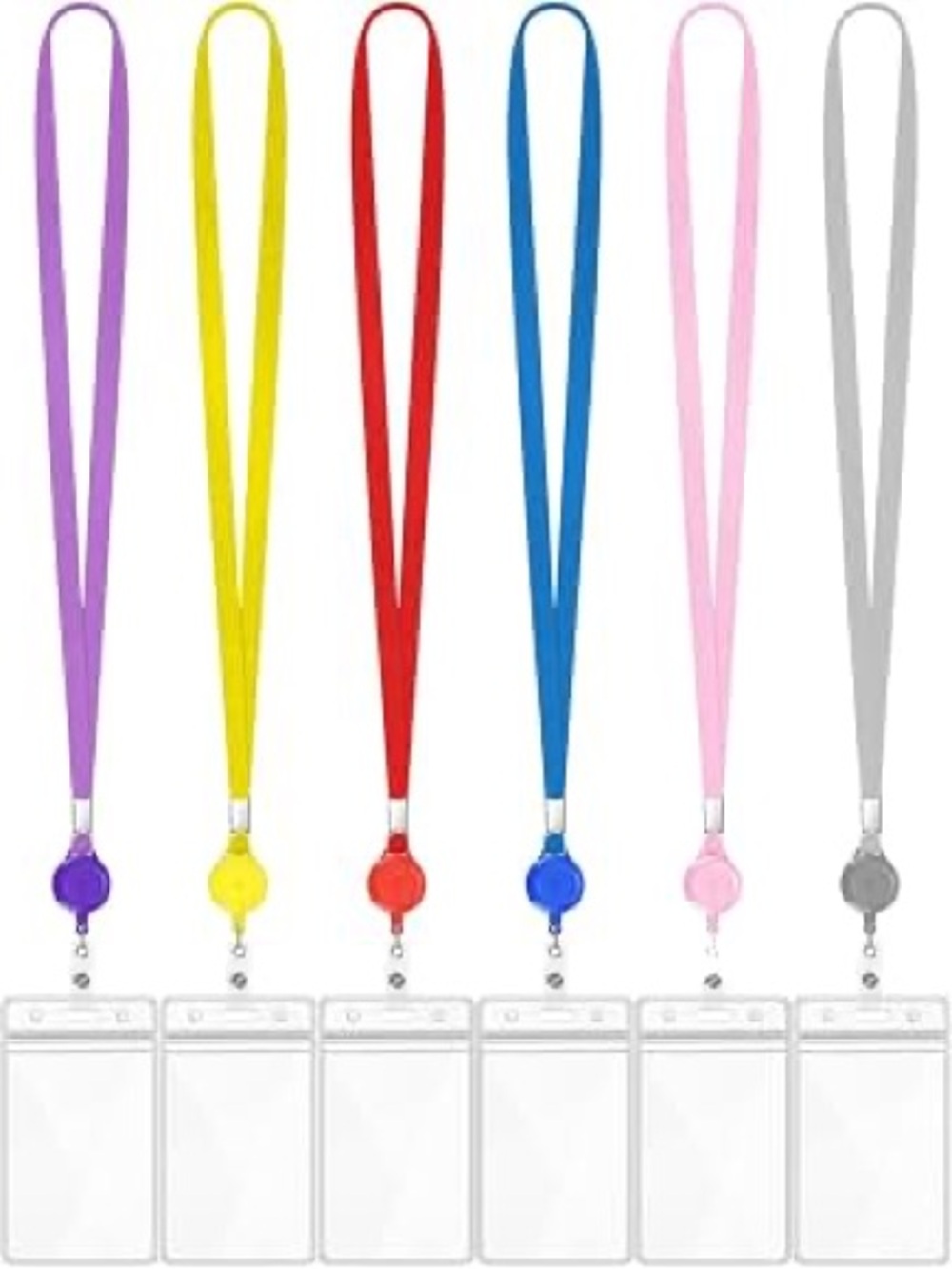Clear Badge Holder Lanyards - Multicolor 45pk
